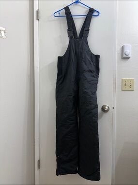 Black Insulated Ski Bib Overalls with Adjustable Straps